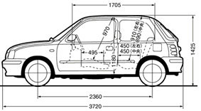 nissan micra k11 side section dimensions